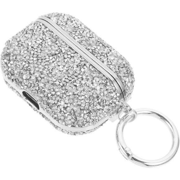 Source Unknown Other - Silver Glitter/Diamond Detail Airpod Pro's Case with Keyring
